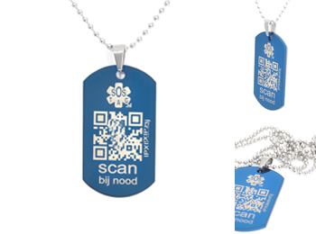 sos dogtag azuur blauw groot (112a)